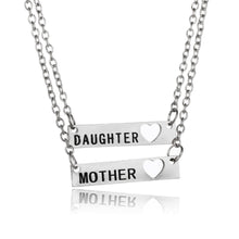 Fashion Charm Engraved DIY Mother Daughter Heart Silver Plated Chain Pendan