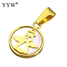 YYW Women Mom Baby Gold color Stainless Steel Pendants Ladies Jewelry White
