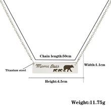 Mama bear pendant animal necklace jewelry Stainless steel tag engraved mom