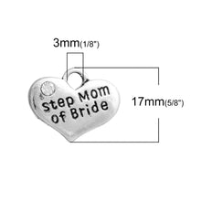 DoreenBeads Alloy Charms Heart silver color Message " Step Mom Of Bride " C