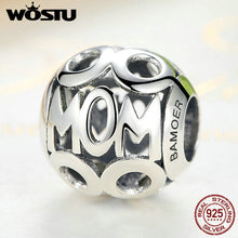 Hot Sale Real 925 Sterling Silver MOM Charm Beads Fit Original wst Bracelet