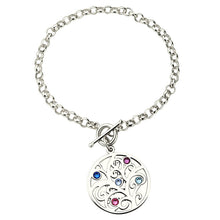 Engraved Family Tree Bracelet with Birthstones Silver Mother Bracelet Birth