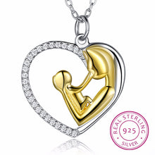 Authentic S925 Pure Sterling silver fine jewelry gold color mom mother son