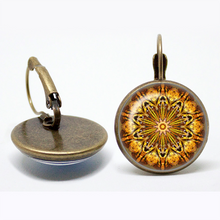 Bronze Classic Lotus Mandala Jewelry Earring Nail Henna Om Symbol Zen Buddh