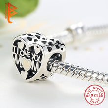 BELAWANG 100% Real 925 Sterling I LOVE YOU MOM Enamel Heart Charm Beads fit