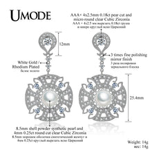 UMODE Ethnic Luxury Created Pearl Dangle Earrings for Women White Gold Colo