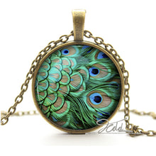 Peacock Feather Necklace Pendant   Silver Charm   Gifts for Women Her Mom X