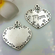 Hot 50pcs Zinc Alloy Plating Silver lettering MOM heart Charm Necklace Pend
