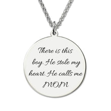 Personalized Sterling Silver Photo Engraved Necklace Handmade Photo Disc Ba