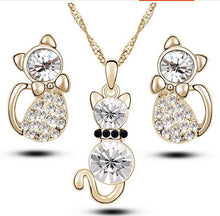 2016 Fashionable cute cat jewelry set Fashion classic Austria Crystal Jewel