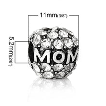 DoreenBeads European Charm Beads Apple antique silver Rhinestone "MOM" Carv