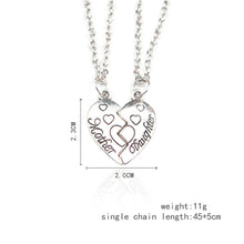 2pcs/set Mother Daughter Sawtooth Broken Heart Pendant Necklace Simple Spec