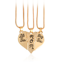 QIHE JEWELRY 3pcs Hand Stamped "little sis mom big sis" Broken Heart Shaped