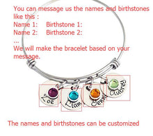 New Custom Made Names & Birthstone Gift for Mom and Kids Family Bangles Jew