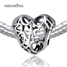 Authentic 100% 925 Sterling Silver Bead Openwork Mom Love Charm Beads Fit P