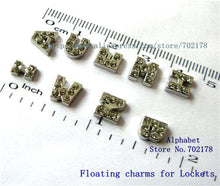 lowest price ! 26pcs zinc alloy and rhinestone floating letters charms 5 8m