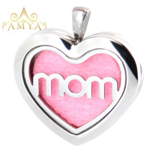 Amya Jewelry 30mm Heart Mom Aromatherapy Essential Oils Stainless Steel Per