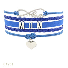(10 PCS/Lot)Infinity Love Mom Heart Charms Bracelets For Women Men Jewelry