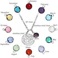 Birthstone personalized jewelry stainless steel mother necklace hollow hear