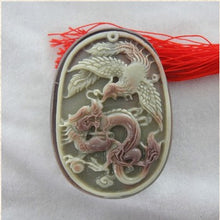 zipaoyu Hand Carved Chinese Dragon Phoenix Lucky Amulet Pendant Free chain