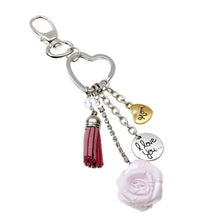 Love Heart Rose Pendant Tassel Keychain Mom Charm Keychain Moon Keychain Wo
