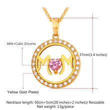 U7 Mothers Day Gift Mom Necklace Women Fashion Jewelry Silver/Gold Color Lu