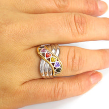 925 Sterling Sliver Personalized Name Birthstone Heart Rings Custom Family