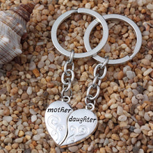 2PC Mom Daughter Heart shaped Charm Pendant Keychain Keyring Mother's Day G