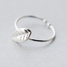 QIMING Design 925 Sterling Silver Ring Fashion Plain Silver Leaves Ring Mo