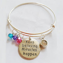 65mm Keep believing Miracles happen bracelet bangle ,Adjustable Expandable