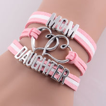 Little Minglou MOM love DAUGHTER bracelet double heart charm wrap Bracelets