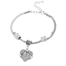 Love Heart Crystal Charm Bracelet Family Member Love Jewelry Wholesale Mom