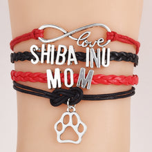 Drop Shipping Infinity Love Shiba Inu Mom Bracelets Dog Paw Charm Handmade