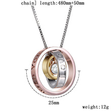 Pendant Necklace Clear Stone Crystal with Box Chains Engraved"I Love You Mo