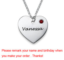 Personalized Heart Pendant Necklace 2016 High Quality Long Birthstone Neckl