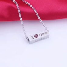 I Love U MOM Stainless Steel Crsystal Pendant Necklace for Mothers Day Gift