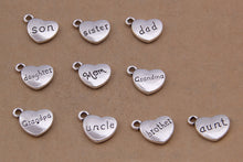 Yage 13*15mm 25pcs Metal Antique Silver Letters Charms,Vintage alloy Heart