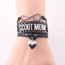 Little Minglou Infinity Love scout mom bracelet heart charm leather wrap br