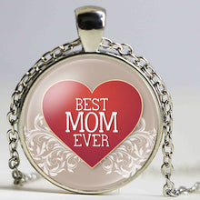 Fashion Silver Plated Love Mom Heart Glass Long Necklace Women Daughter Bir
