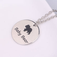 4 Styles Mama Bear Necklace Silver Enamel Round Disc Baby Bear Mama Bear Fa