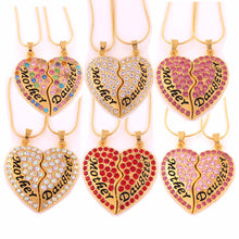 2 Pieces Mother Daughter Necklace Best Friends Forever Heart Snake Chains