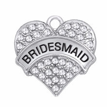 Lemegeton Crystal heart Pendant Engraved Letter BRIDESMAID MAID HONOR BRIDE