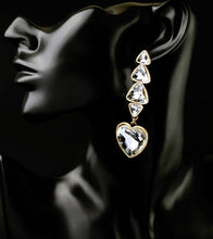 Alloy Crystal Heart Drop Earrings for Women Fashion Jewelry New Arrival Gol