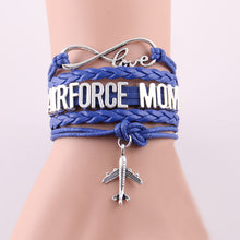 Little Minglou Infinity Love AIRFORCE MOM bracelet air plane charm leather