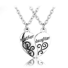 2PC Silver Plated Mother Daughter Necklace Silver Heart Love Mom Necklaces