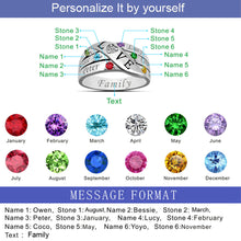 AIJAJA 925 Sterling Silver Love Mom Rings Personalized Family Birthstones &