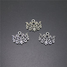 30pcs Antique Silver Letters Mom Charms For Jewelry Making DIY Mother's Day
