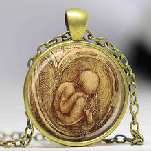 leonardo da vinci necklace pregnancy fetus pendant doctor midwife gift for