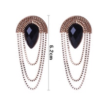 Egypt Hyperbole Vintage Fashion Earrings Retro Fan shaped With Black Crysta