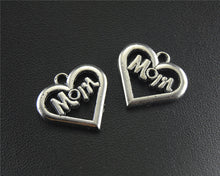 10pcs Antique Sliver Love MOM Heart Charm Pendants For Jewelry Making DIY H